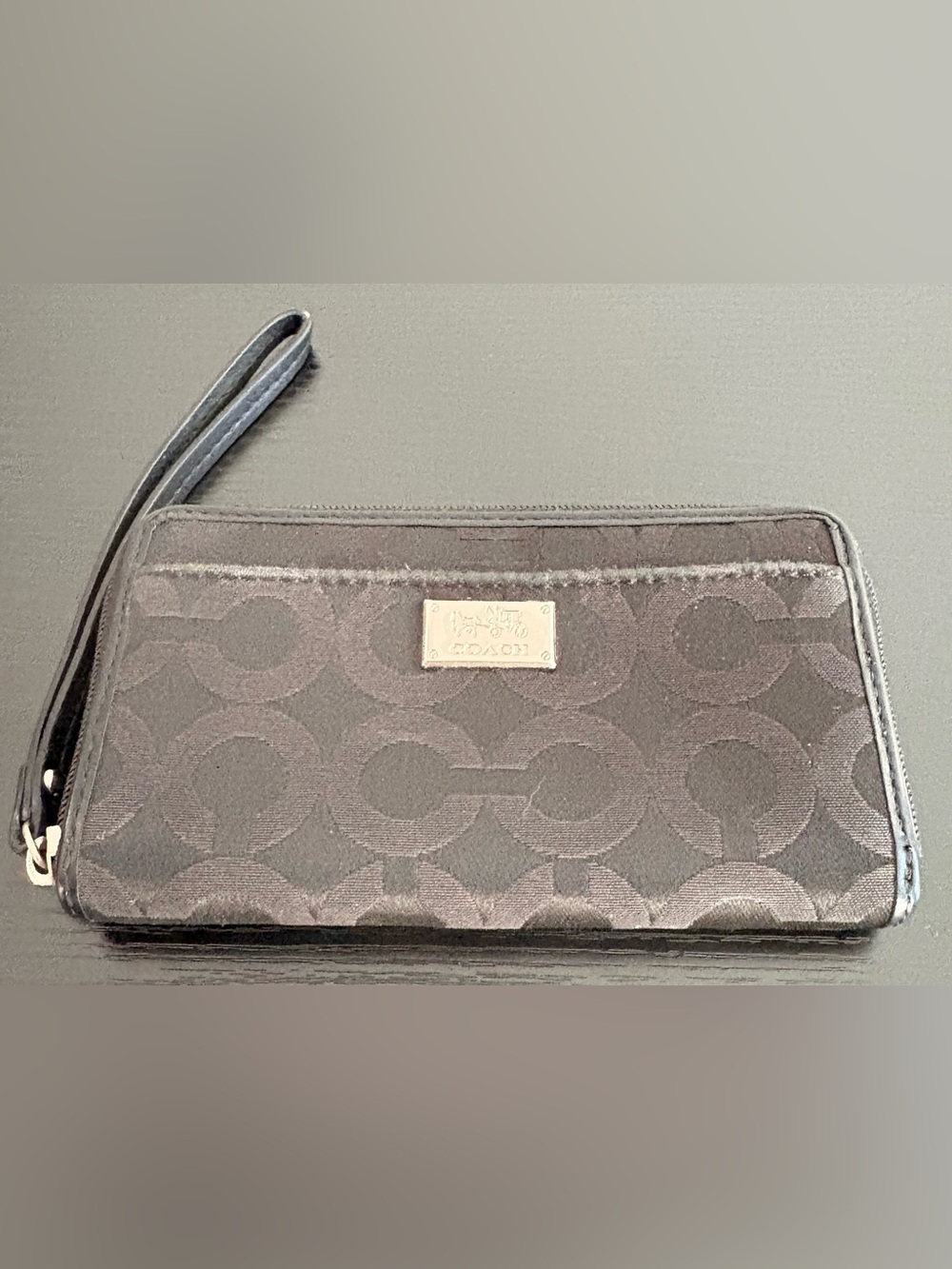 Coach Madison Op Art Accordion Zip Wallet Wristlet Black Magenta Jacquard
